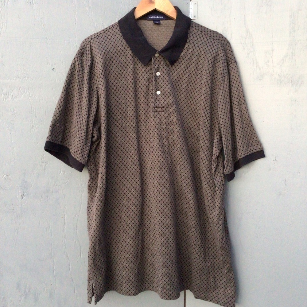 Lands' End Adult Brown & Black Polo Shirt Size XLarge